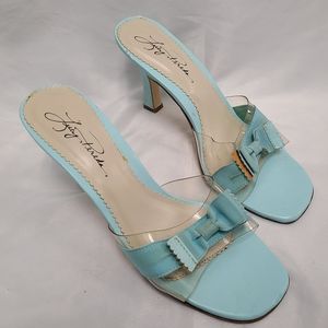 Lucy Pereda Blue Leather Heels with bow